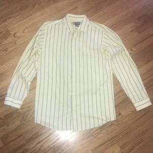Yellow button down long sleeve w/ blue stripes